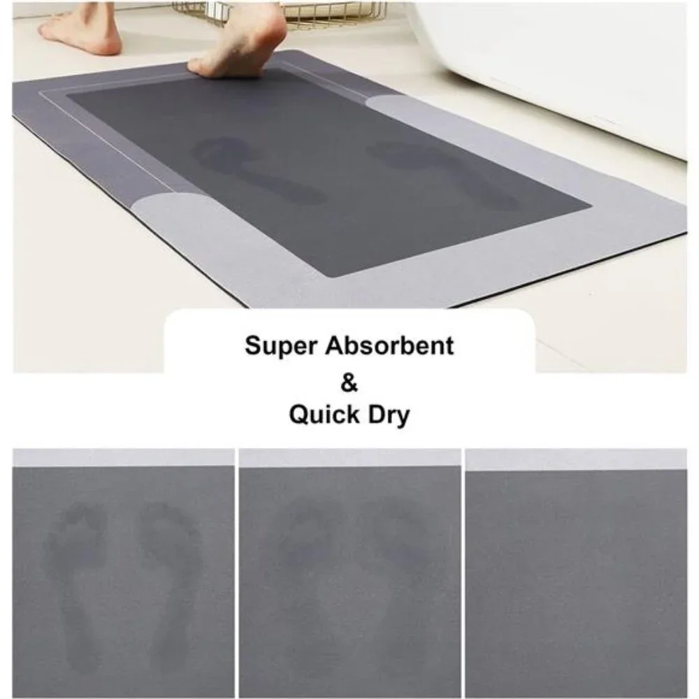 3PCS Bath Mat Rug Rubber Non Slip Quick Dry Rug Sets Super Absorbent Thin Rug